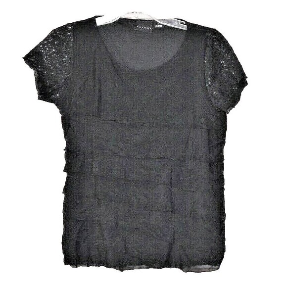 Tribal Layered Black Women's  Size S Top T Shirt Blouse Sequins Cap Sleeve - Picture 1 of 3